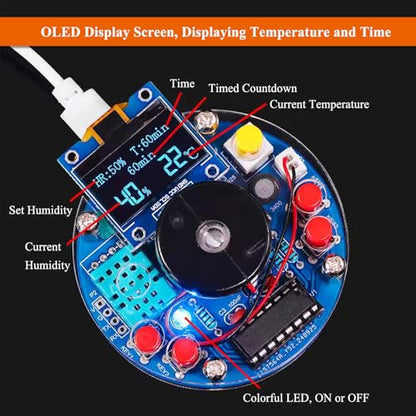 STEM Humidity DIY Kit Soldering Practice Kit Humidity Soldering Project with Temperature OLED Display for Electronics Enthusiasts Learn Arduino Programming & Circuit Design