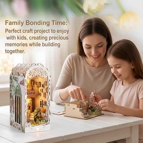 DIY Book Nook Kit Wooden Miniature with LED Lights