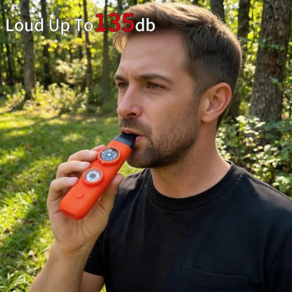 Multifunctional Survival Emergency Whistle for with Compass Hiking Survival, Thermometer & Neck Lanyard | Emergency Safety Gear for Hiking, Camping, Kayaking, Boating, Climbing - color: orange red2pcs