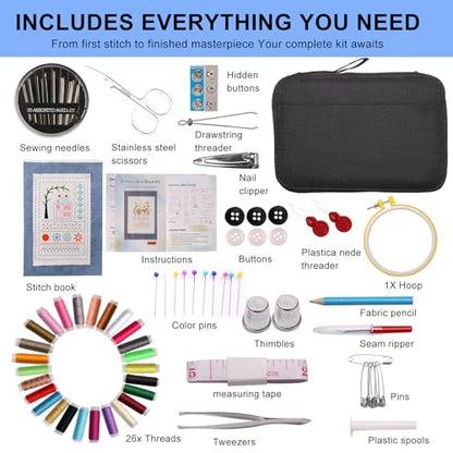 Embroidery Stitch Book Kit for Beginners, 106 Patterns with Tools Tutorials