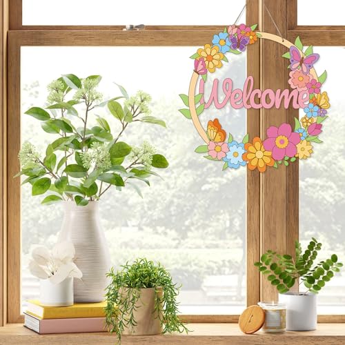 Sereliy 24 Pcs Spring Coloring Wreath Crafts, Color Your Own Flower Crafts, DIY Paper Wreath for Spring Home Activities Games. (Spring.24) - color: Spring.24