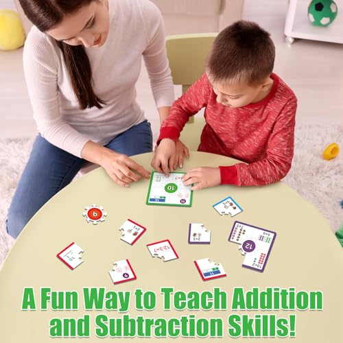 Torlam Addition and Subtraction Puzzle Cards Math Manipulatives Kindergarten Math Games for Kids, Homeschool Supplies Classroom Must Haves Preschool Learning Games Flash Cards Puzzles Toys