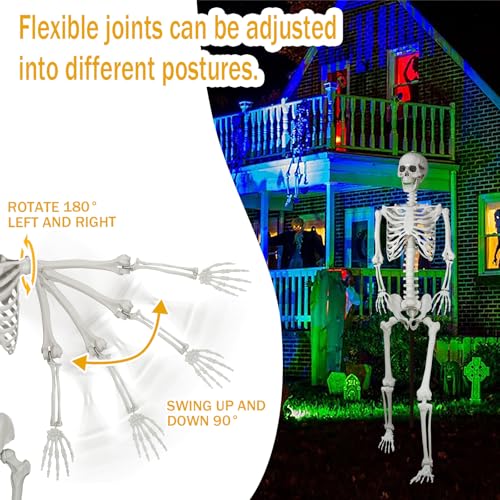 7.9ft Halloween Giant Skeleton, Tall Outdoor Skeleton with Full Body Posable Joints, Scary Plastic Large Skeleton for Halloween Haunted House Spooky Scene Decorations - size: 1p 7.9ft