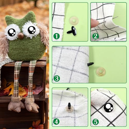 TOAOB 320pcs Plastic Safety Eyes with Washers Black Craft Eyes 18mm Stuffed Animals Eyes Oval Craft Doll Eyes for DIY Amigurumis Crochet Animals Making - size: 18mm