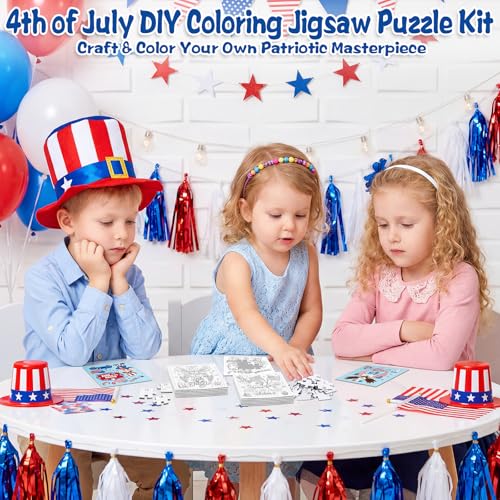 Fennoral 24 Pack 4th of July Patriotic Puzzle Craft Kit for Kids - color: 4th of July