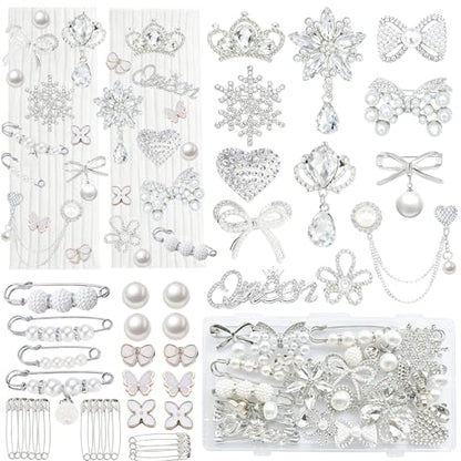 Junk Sock Charms Kit, Brooches and Pins for Women,Bag Charms Safety Pins - color: Silver