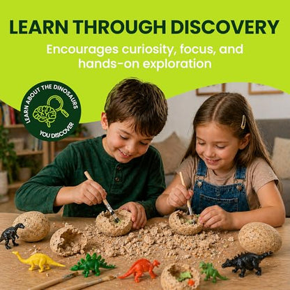 Nature Gear Dino Dig Kit for Kids, Dinosaur Eggs Digging Kit, Educational Egg Excavation Kit with 12 Glow in The Dark Mystery Dinosaurs, Interactive Archaeology Fossil Toy for Kids Age 3-5 and Up - style: Dinosaur Eggs Kit