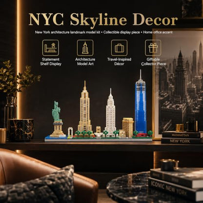 New York Skyline Architecture Micro Mini Building Block Set 3452Pcs - style: New York Skyline