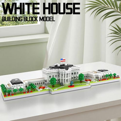 CAXIMSY White House Model Micro Mini Building Block Sets for Adults Architecture Landmark Series Kit Toy Gift for Kids 3000 Pieces - color: White House