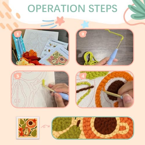 SDOYUNO Punch Needle Kit with Frame for Adults Beginners Kits 9.84 x 9.84 Inch Embroidery Starter Kits Punch Needle Kit with Black Cat Pattern, Threader, Yarns, Rug Punch, DIY Craft Kits (Black) - color: black