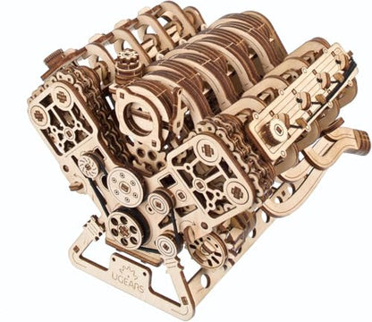 UGEARS V8 Engine Wooden Model Kits for Adults to Build – 3D Wooden Puzzles for Adults Mechanical Model Building – DIY Kit Functional Model Engine Kits Replica with Electric Motor - 776 Pcs