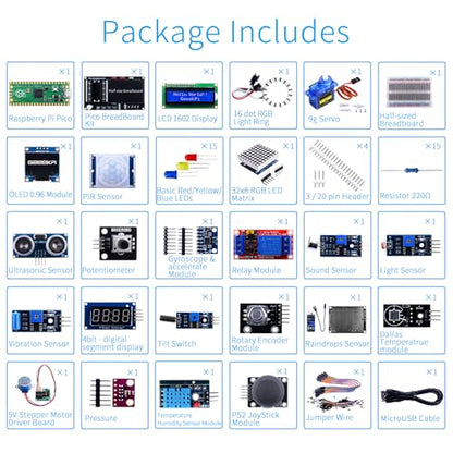 GeeekPi Micro Python Programing Kit for Raspberry Pi Pico, Breadboard, I2C 1602 LCD Display Module for Raspberry Pi Beginners & Software Engineer