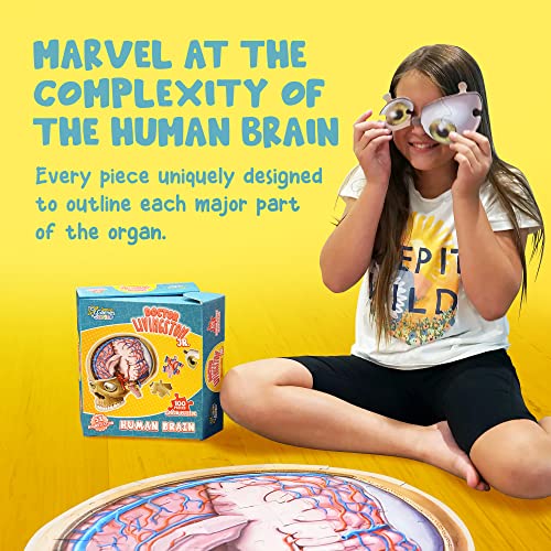 Human Brain Floor Puzzle - Doctor Livingston Jr Anatomy Model - 100 Piece Jigsaw Puzzle - Kids Puzzle and STEM Game About Brain - Medically Accurate Science Toys for Kids, Toddlers, Teens - style: Human Brain Puzzle
