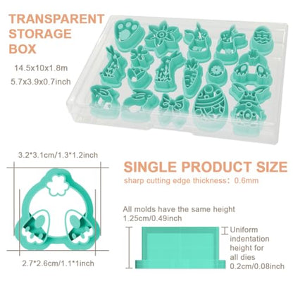 17Pcs Rabbit Polymer Clay Cutters Carrot Flower Polymer Cutter for Clay Earrings Making Festival Jewelry DIY - color: Easter