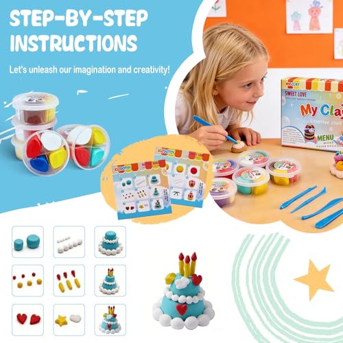 Dessert Clay Kit for Kids – 12 Sweet Treat Themes with Tools & Tutorials | Cupcake Macaron Cake DIY Set | Non-Sticky Modeling Clay | Classroom Party Gift Ages 3+ - color: 12 Boxes of Desserts