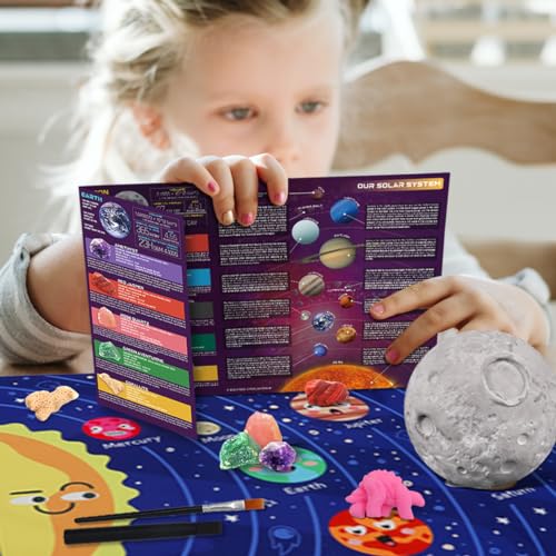 PIBEX Gemstone Dig Kit, Dig up 15 Rocks & Minerals from Earth Moon Mars, Solar System Planets Geology Science Set, Space Rock Mining Toys for Kids, STEM Gift for Boys & Girls Age 6-8-12 - size: 3 Planets (15 Stones)
