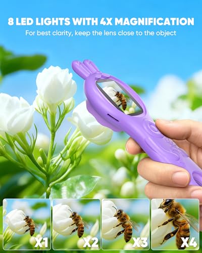 T TAKMLY Mini Pocket Digital Microscope, Macro Fixed Focus Magnifying Glass, Portable Handheld USB Digital Microscope 500x Magnification, 4X Zoom - color: Purple Rabbit
