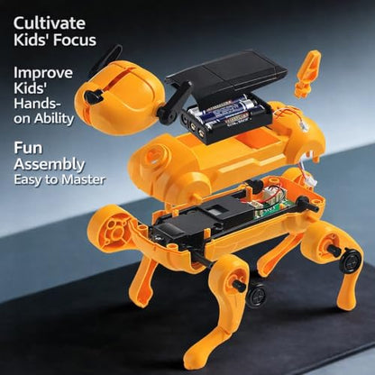 DIY Voice Control Robot Dog Assembly Kit with Movable Limbs, Yellow - color: Yellow