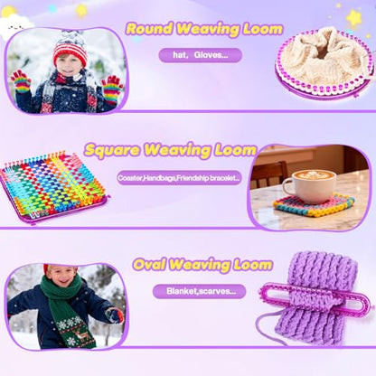 633Pcs Weaving Loom Kit with Pompom Maker, Storage Bag & Crochet Hooks