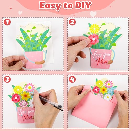 36 Set Mothers Day DIY Craft for Kids - Flower Card Making Kit with Greeting Cards Stickers Envelopes Set Gifts for Classroom School Activities - style: mother's day-36 set