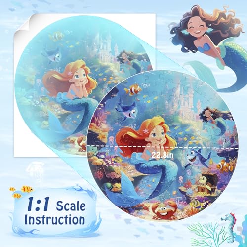 DIGOBAY 70 Piece Mermaid Jigsaw Floor Puzzle for Kids Ages 4-8 with Poster - style: mermaid
