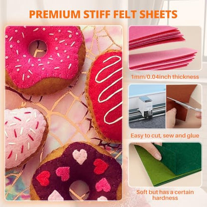 HTVRONT Felt Sheets for Crafts - 9 Pcs 8x12 Red Pink Stiff Felt - color: Red, size: 8 X 12in