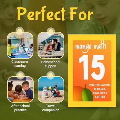 MANGO Math 15® - Math Flash Cards - Educational Math Games for Kids - Multiplication, Division, Fractions Learning Kit -2nd 3rd 4th Grades - Kids 6-12 - Set of 15 Games - English Version - size: English Version, style: Multiplication Division