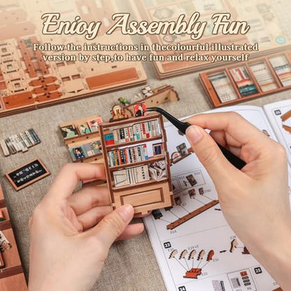 Cutefun Book Nook Kit - DIY Miniature Dollhouse Kit for Adults and Teens - color: Antique Bookery of Kyoto