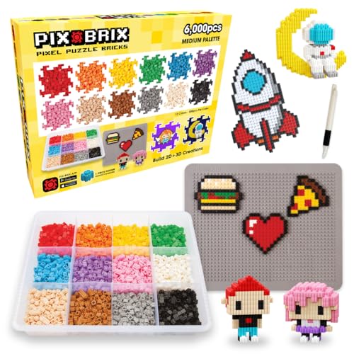 Pix Brix Pixel Puzzle Building Bricks, 6,000 Pcs Container, Medium Palette - color: Medium, size: 6000pc