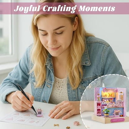 Flever Dollhouse Miniature DIY House Kit Creative Room with Furniture for Romantic Valentine's Gift (Yummy Candy) - color: Yummy Candy
