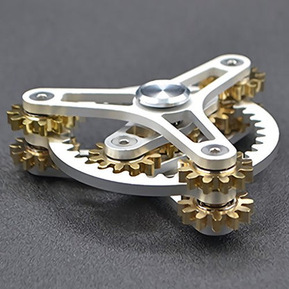 Pure Brass Fidget Spinner Gears Linkage Fidget Gyro Toy Metal DIY Hand Spinner Spins Long Time EDC Focus Meditation Break Bad Habits ADHD with Multiple Premium Bearings (12 Bearings White)