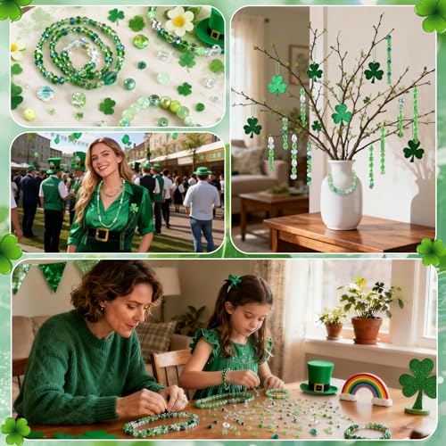 Green Glass Beads Bulk for Jewelry Making, Beaded Plant, Craft Crystal Bead - color: Green, size: 636pcs