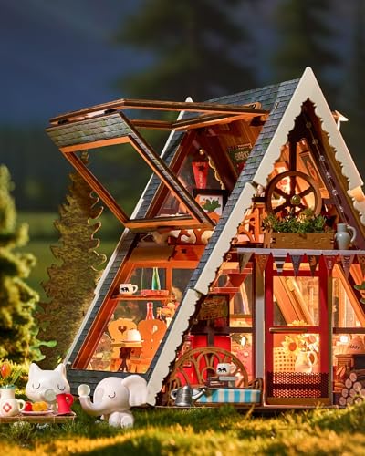 Rolife A-Frame Cabin DIY Miniature Dollhouse Kit Creative Gift for Adults