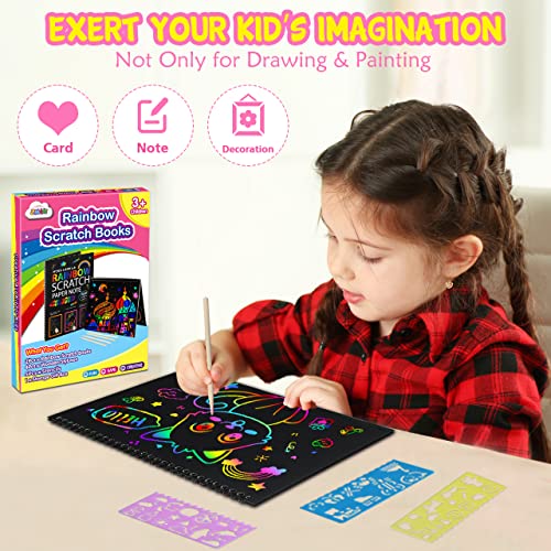 ZMLM Scratch Paper Art-Crafts Gift: 2 Pack Rainbow Notebooks Supplies Toys - color: Yellow