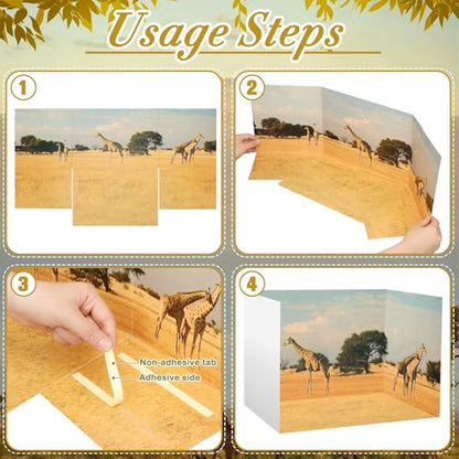 AmazingSpark 2 Set Grassland Diorama Box and Fake Grass Decor, Africa Safari Animal Diorama Project Supplies Set, Cardboard Display Case Kit & Artificial Grass with Double Sided Tapes for DIY Crafts - style: Grassland
