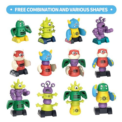 STEM Magnetic Robot Building, Toys for Kids 3 4 5 6 7 8, Transformable Stacking Bots with Storage Box, Creative Learning Christmas and Birthday Gifts for Boys Girls 3-5 4-8 - size: 35 PCS Magnetic Robot