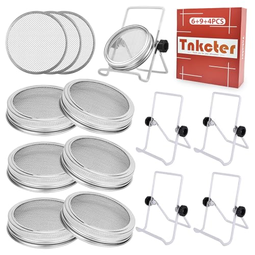 6 Pack 316 Stainless Steel Sprout Lids for Mason Jar Kit,White - color: White Stand