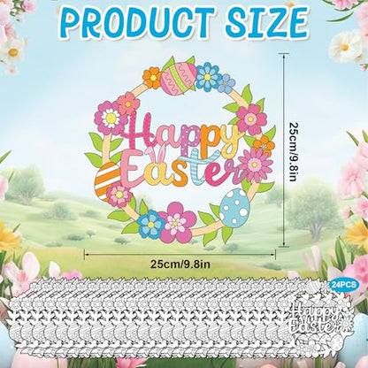 Sereliy 24 Pcs Easter Coloring Wreath Crafts, Color Your Own Easter Crafts, DIY Paper Eggs Wreath for Home Activities Games. (Egg.24PCS) - color: Egg.24PCS