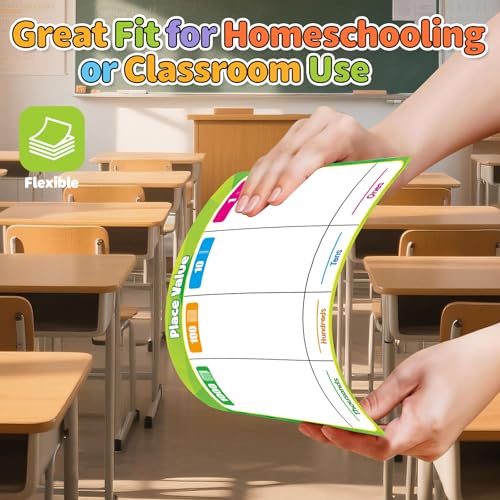 12 Pack Place Value Chart Dry Erase Flash Cards,9" x 12" Base Ten Addition and Subtraction Regrouping Math Manipulatives 1st 2nd 3rd Grade Classroom Must Haves Teacher Homeschool Supplies - color: Green