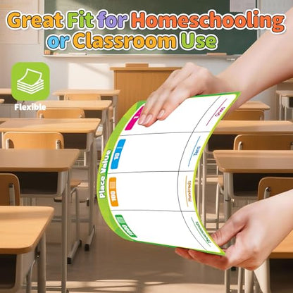 12 Pack Place Value Chart Dry Erase Flash Cards,9" x 12" Base Ten Addition and Subtraction Regrouping Math Manipulatives 1st 2nd 3rd Grade Classroom Must Haves Teacher Homeschool Supplies - color: Green