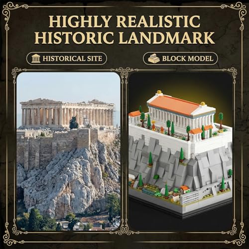 Acropolis of Athens Building Block Set 1752 PCS Greek Architecture Building Set Famous Landmark Parthenon Temple Model Kit Gift for Adults Teens