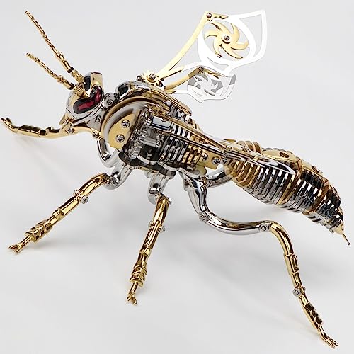 3D Metal Wasp Puzzles for Adults, Model Kits Mechanical Building Blocks, Difficult DIY for Assembly Gifts for Men Gold - style: 3D Metal Wasp-Silver Gold