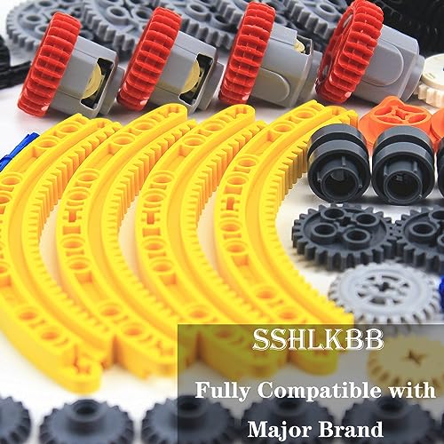 496 Pcs Technical Parts Building Blocks Gears Axle Pin Connector Compatible with Major Brand Toy Technical Cam Worm Cogs Gears Steering Parts Differential Engine Kit MOC Pieces for Replacement - style: MA395