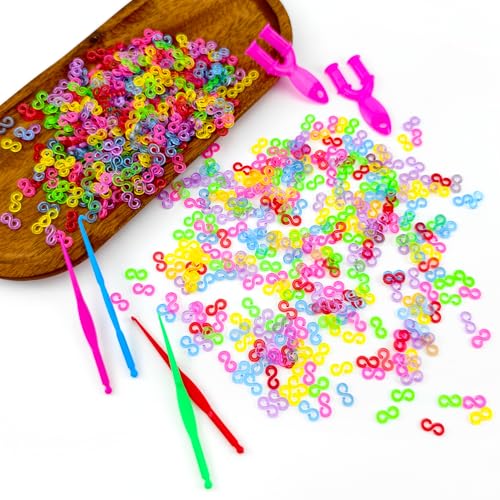 BlingKingdom 600 PCS Rubber Band S Clips, Colorful Loom Bracelet Tools