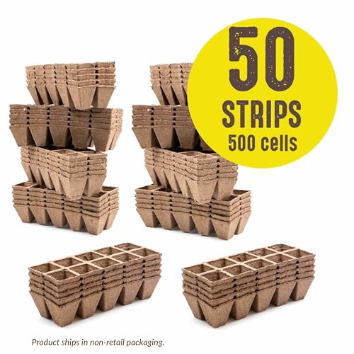 Jiffy Seed Starting Strips - Biodegradable, Plant Starter Pots, 10 Cell, 50 Strips - Peat - color: 50 Strips (500 Cells Total)