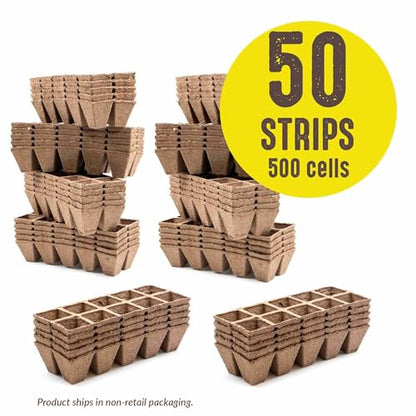 Jiffy Seed Starting Strips - Biodegradable, Plant Starter Pots, 10 Cell, 50 Strips - Peat - color: 50 Strips (500 Cells Total)