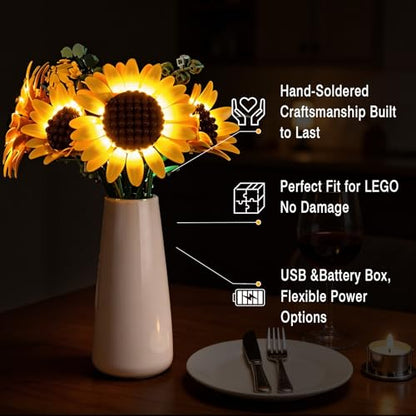 Vaodest LED Light Kit for Lego Sunflower Bouquet 11502, Decorative Lighting Accessories Compatible with Lego 11502 Botanical Collection, Warm Glow DIY Lights - Model NOT Included - style: 11502 Sunflower Bouquet Set