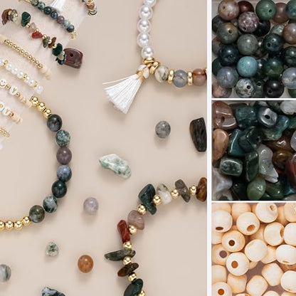 Xylise Jewelry Making Supplies Kit Natural Stone Beads for Irregular Natural Stone with for DIY Craft Bracelet Necklace Earrings for Adults(Agate) - color: Agate