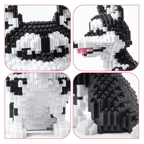 Micro Dog Building Husky Set, DIY Animal 3D Puzzle Building Toy Bricks Set, Educational Particle Building Blocks Toys Kits Gifts for Kids or Adults (4800 Pieces) - color: Husky Dog