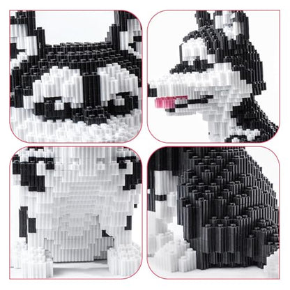 Micro Dog Building Husky Set, DIY Animal 3D Puzzle Building Toy Bricks Set, Educational Particle Building Blocks Toys Kits Gifts for Kids or Adults (4800 Pieces) - color: Husky Dog